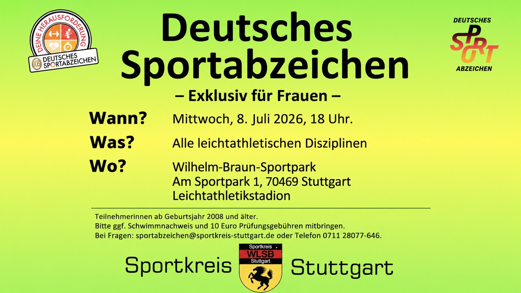 Deutsches Sportabzeichen exklusiv für Frauen am 8. Juli 2026